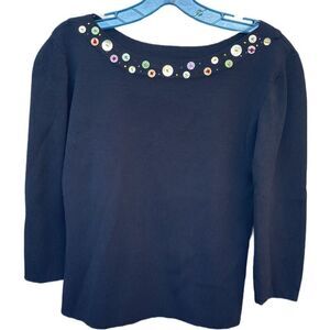 J.A.C. size M button lined scoop neck knit top.